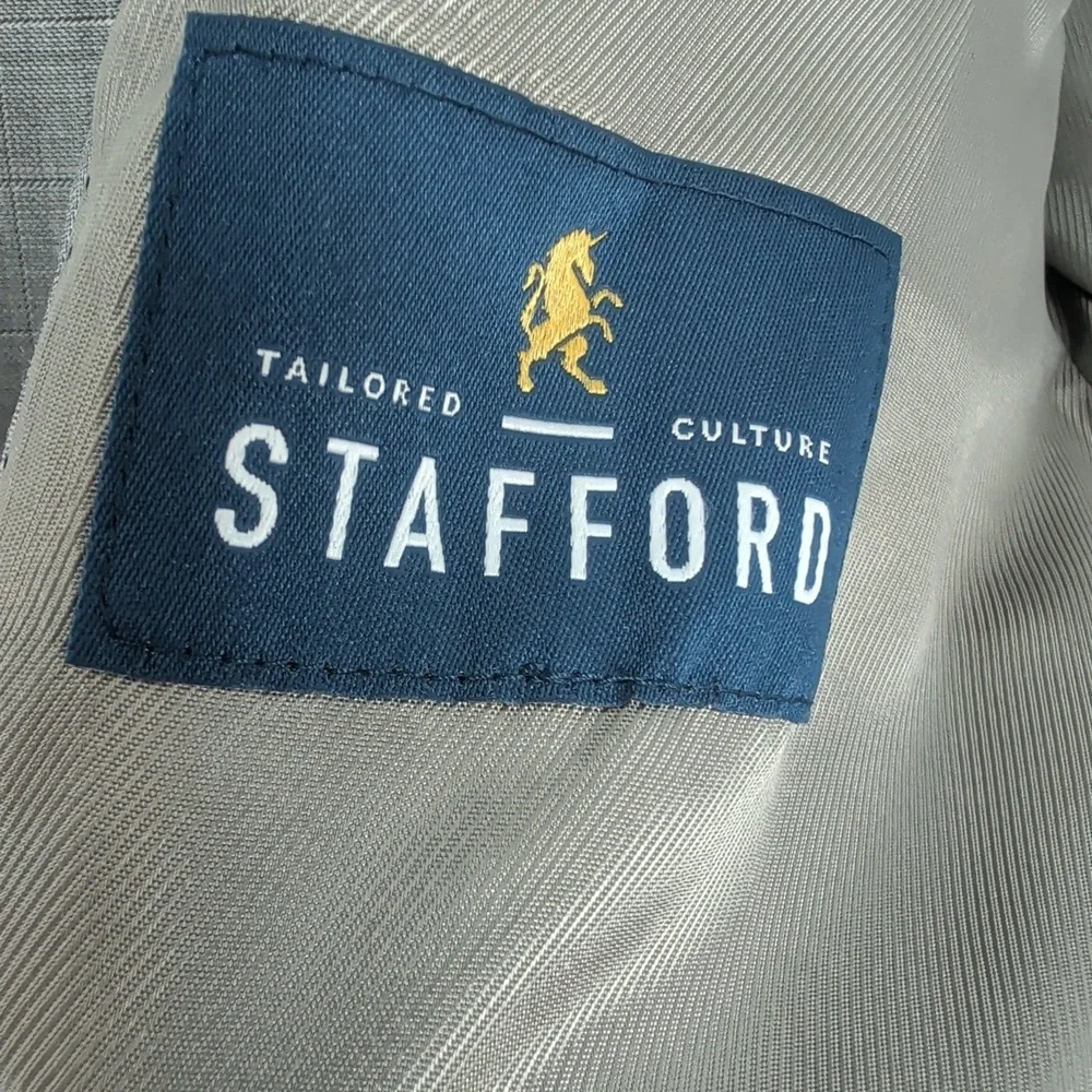 Stafford Tailored Culture 2-Button Check Sport Coat Classic Blazer Brown Sz 46 R